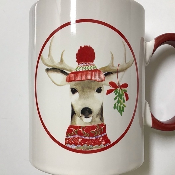 Christmas Reindeer Coffee Mug Cynthia Rowley Tea Cup Mistletoe Holiday New York - Picture 2 of 13